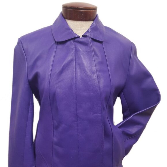 Women’s Soft Leather Single Overlap Lapel Short Exclusive Jacket 7 Color's - Picture 10 of 16